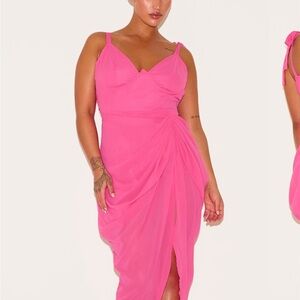 PrettyLittleThing Pink Draped Dress